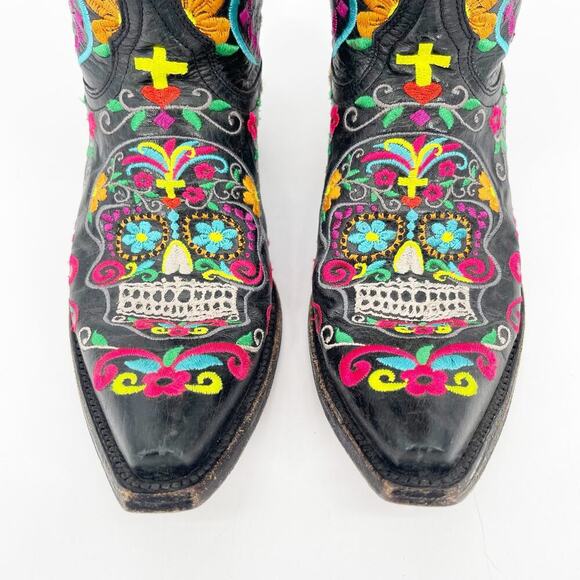 Old Gringo Black Sugar Skull Klak Embroidered Western Cowgirl Boot size 5.5 - Picture 6 of 12